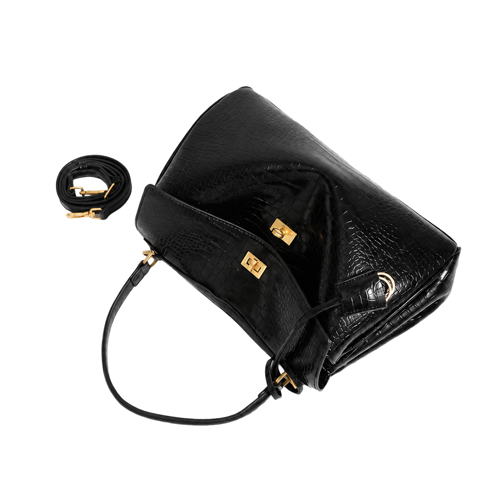 The Boulevard Bag - Black Croc