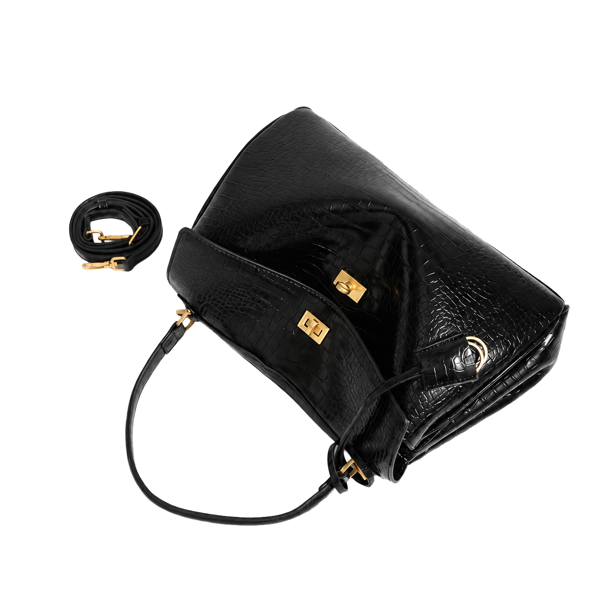 The Boulevard Bag - Black Croc