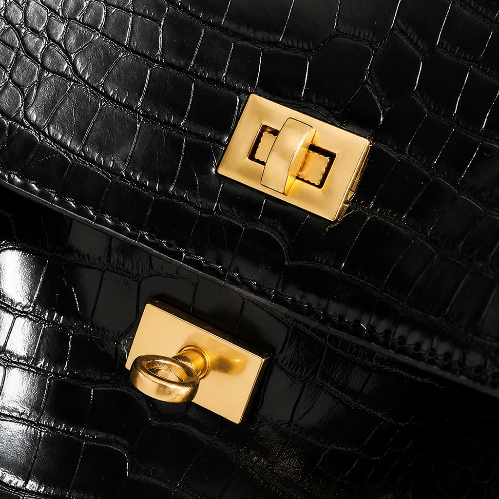 The Boulevard Bag - Black Croc