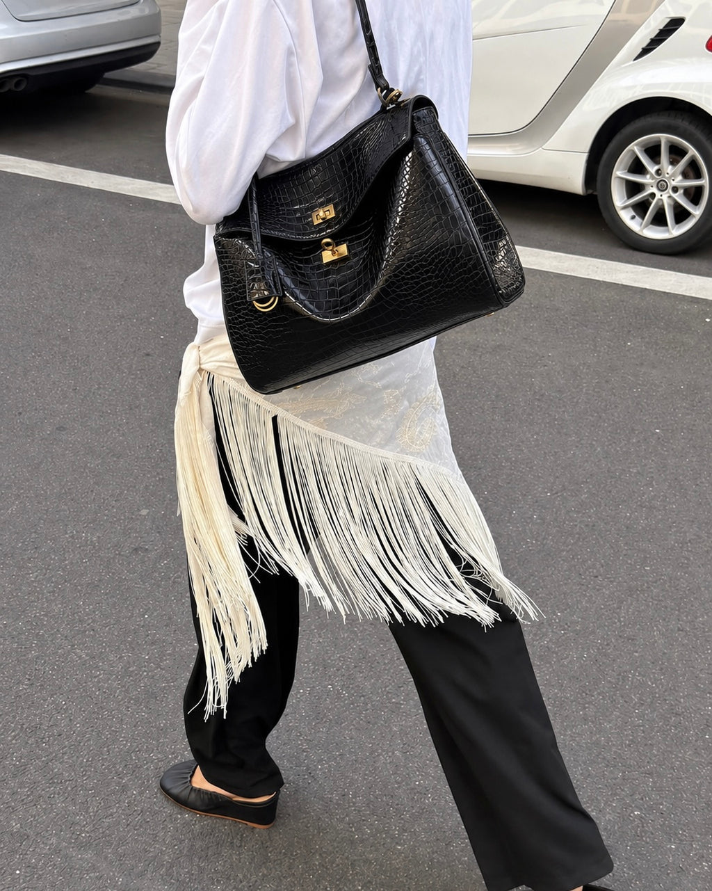 The Boulevard Bag - Black Croc