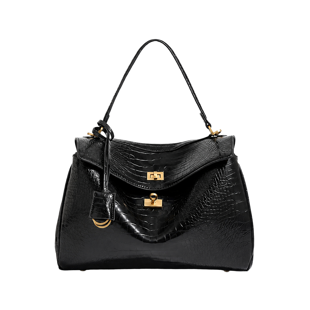 The Boulevard Bag - Black Croc